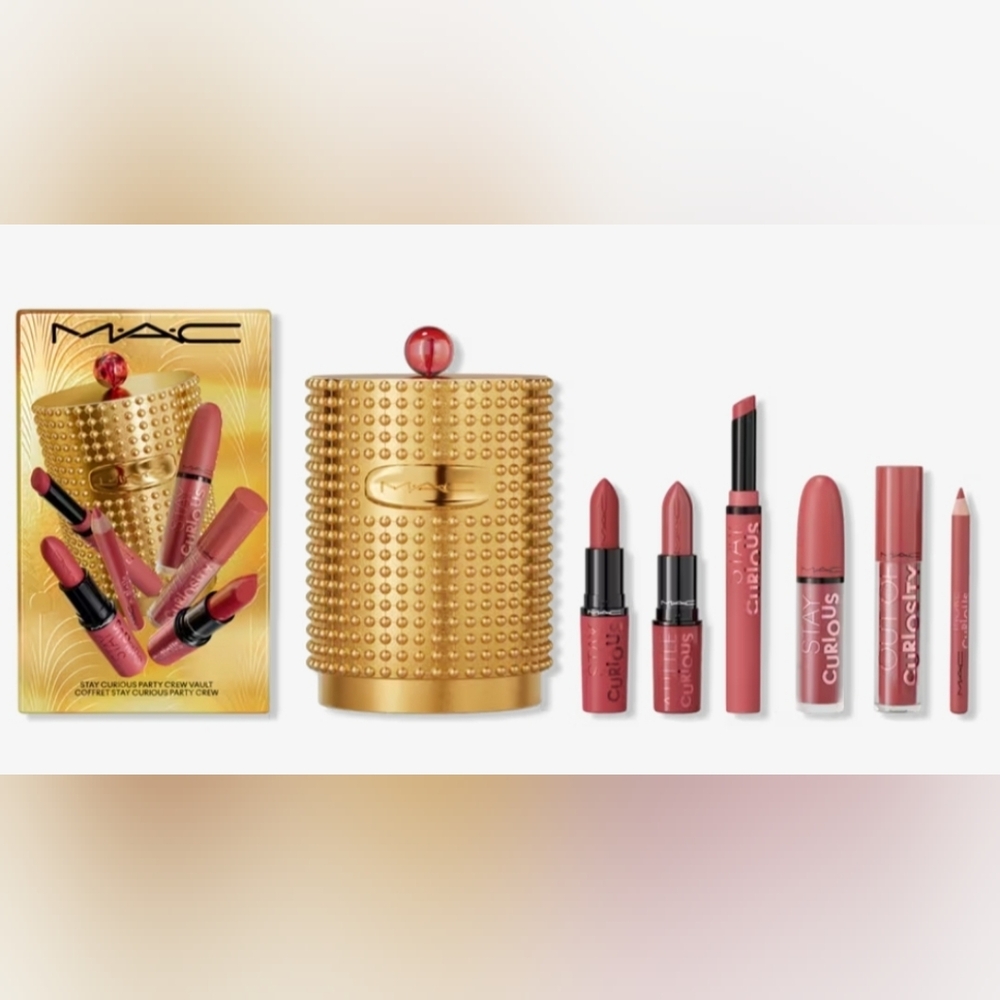 Mac Cosmetics Stay Curious Party Crew Vault 7-pc. Stay Curious Lip Color Set NIB